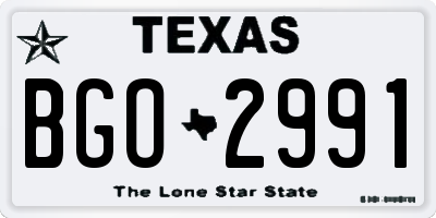 TX license plate BGO2991