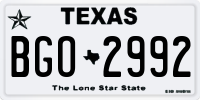 TX license plate BGO2992