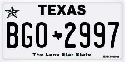 TX license plate BGO2997