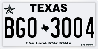 TX license plate BGO3004