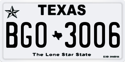 TX license plate BGO3006