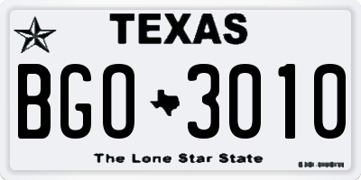 TX license plate BGO3010