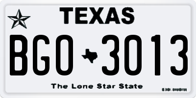 TX license plate BGO3013