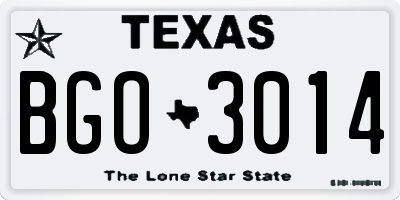 TX license plate BGO3014