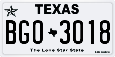 TX license plate BGO3018