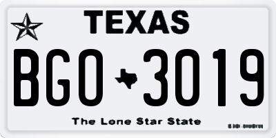 TX license plate BGO3019