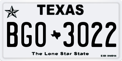 TX license plate BGO3022