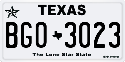 TX license plate BGO3023