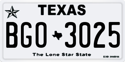 TX license plate BGO3025