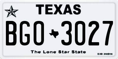 TX license plate BGO3027