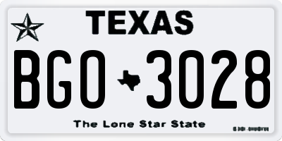 TX license plate BGO3028