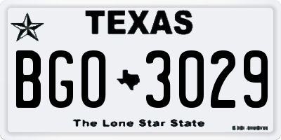TX license plate BGO3029