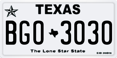 TX license plate BGO3030