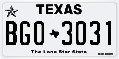 TX license plate BGO3031