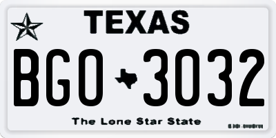 TX license plate BGO3032