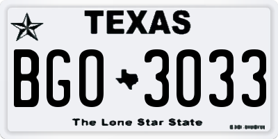 TX license plate BGO3033
