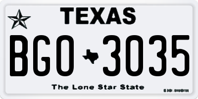 TX license plate BGO3035