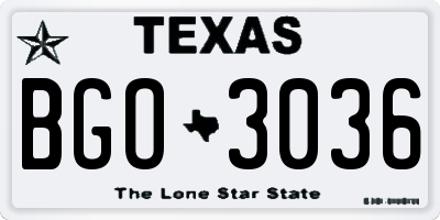 TX license plate BGO3036