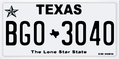 TX license plate BGO3040