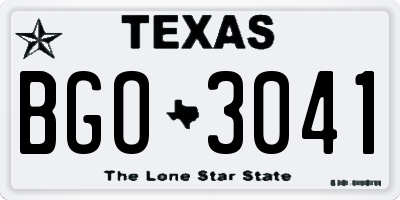 TX license plate BGO3041