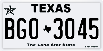 TX license plate BGO3045