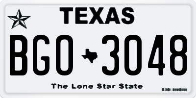 TX license plate BGO3048