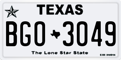 TX license plate BGO3049