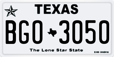 TX license plate BGO3050