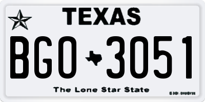 TX license plate BGO3051