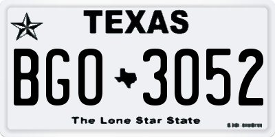 TX license plate BGO3052