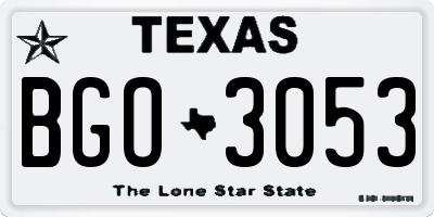 TX license plate BGO3053
