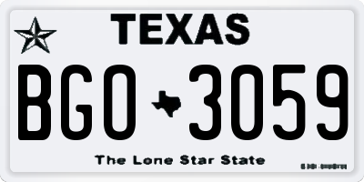 TX license plate BGO3059