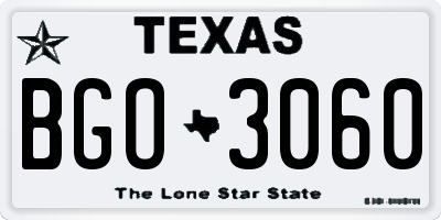 TX license plate BGO3060