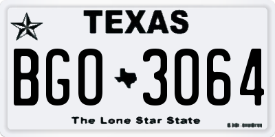 TX license plate BGO3064