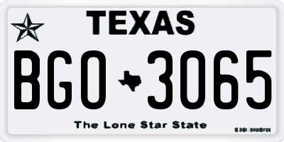 TX license plate BGO3065