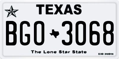 TX license plate BGO3068