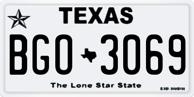 TX license plate BGO3069