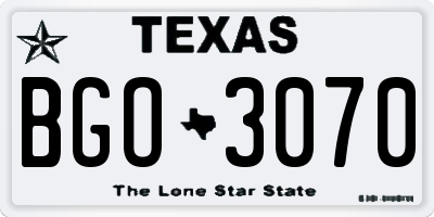 TX license plate BGO3070