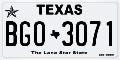 TX license plate BGO3071