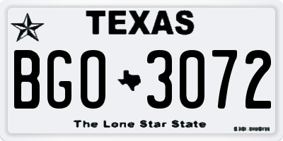 TX license plate BGO3072