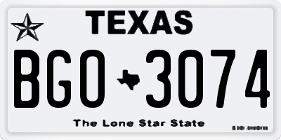 TX license plate BGO3074