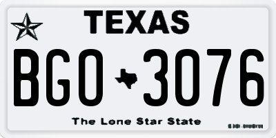 TX license plate BGO3076