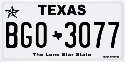 TX license plate BGO3077