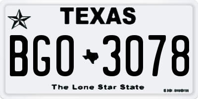 TX license plate BGO3078
