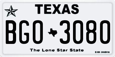 TX license plate BGO3080