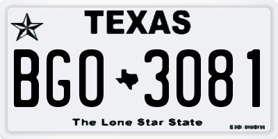 TX license plate BGO3081