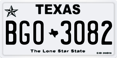 TX license plate BGO3082