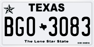 TX license plate BGO3083