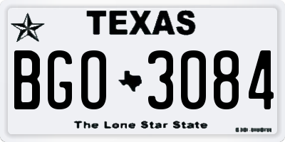 TX license plate BGO3084