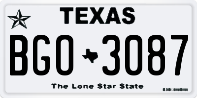 TX license plate BGO3087